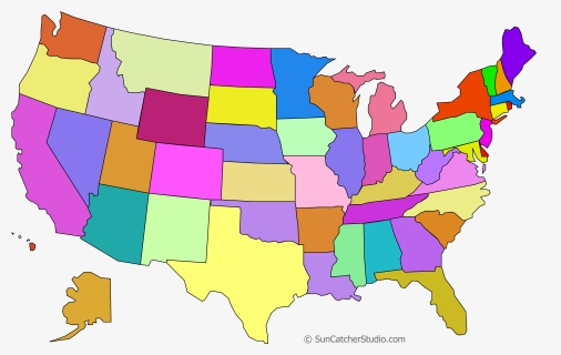 Colored Blank Us Map , Png Download, Transparent Png, Transparent PNG