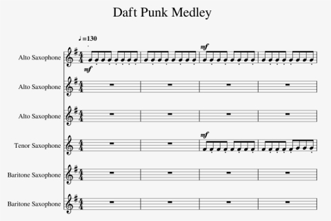 Daft Punk Medley Sheet Music For Alto Saxophone, Tenor, HD Png Download, Transparent PNG