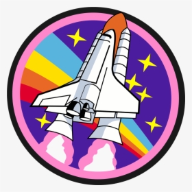 Badge, Patch, Pink, Rainbow, Rocket, Round, Shuttle - Rocket Rainbow, HD Png Download, Transparent PNG
