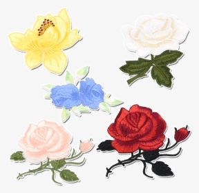 Rose Flowers Embroidered Cloth Patch Stickers Fashion - Appliqué, HD Png Download, Transparent PNG
