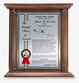 Pillar Series Patent Plaque Solid Walnut Silver Front - Memorial, HD Png Download, Transparent PNG