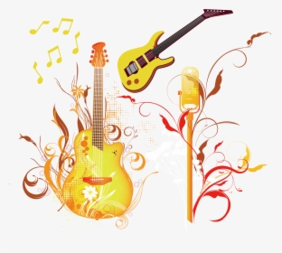 Microphone Elements Notes Guitar Vector Acoustic Clipart - Birthday Frame With Guitar, HD Png Download, Transparent PNG