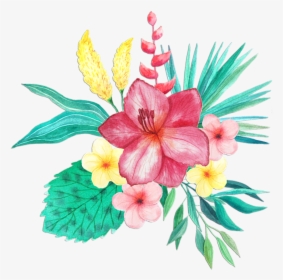 Hawaiian-hibiscus - Tropical Flower Watercolor Png, Transparent Png, Transparent PNG