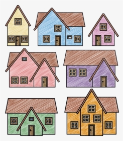 Scribble, Drawing, Houses, Sketch, Draw, Cartoon - Houses Cartoon Png, Transparent Png, Transparent PNG