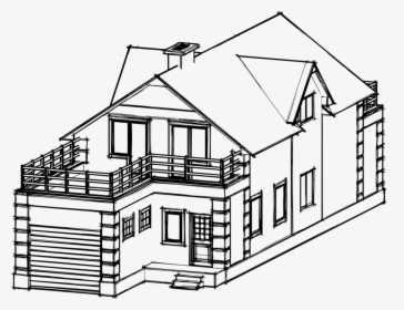 Transparent House Sketch Png - Drawing Of Building House, Png Download, Transparent PNG