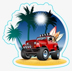 Transparent Jeep Vector Png - Beach Jeep Cartoon, Png Download, Transparent PNG