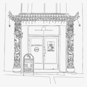 Restaurant Entrance Vector Drawing - Drawing Restaurant Black And White, HD Png Download, Transparent PNG