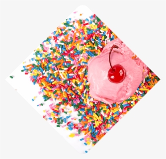 A Scoop Of Bright Pink Ice Cream Melts Into Candy Sprinkles, HD Png Download, Transparent PNG