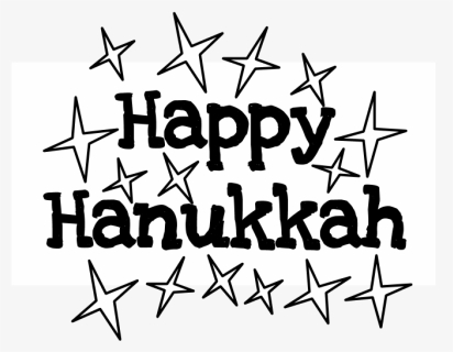 Happy Hanukkah, Black Letters, Black And White Stars,, HD Png Download, Transparent PNG