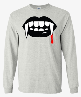 Black Vampire Fangs Halloween Ls T Shirt, HD Png Download, Transparent PNG