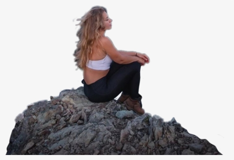 #girl #women #woman #beautiful #sitting #mountain #cliff, HD Png Download, Transparent PNG