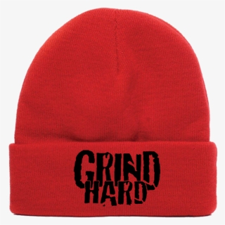 Red Grind Hard Beanie , Png Download, Transparent Png, Transparent PNG