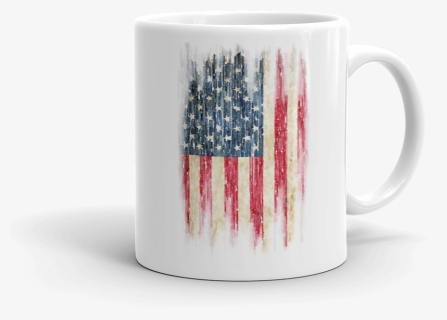 Grunge Rough Vintage Print Of Us Flag On White Coffee, HD Png Download, Transparent PNG