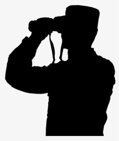 Silhouette Binoculars Clip Art - Man Holding Binoculars Vector, HD Png Download, Transparent PNG