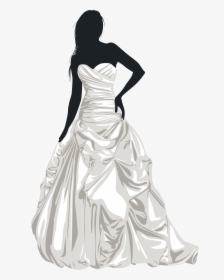 Bride Silhouette Clip Art - Wedding Dressed Clipart, HD Png Download, Transparent PNG