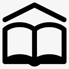 A School Symbol Is Shown With An Open Book And On Top - School Black And White Icon, HD Png Download, Transparent PNG