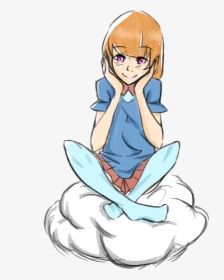 Collection Of Free Cloud Drawing Anime Download On - Girl Sitting On A Cloud Drawing, HD Png Download, Transparent PNG