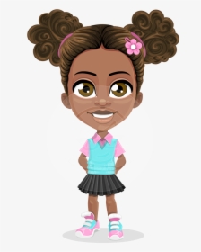 African American School Girl Cartoon Vector Character - Cartoon Little Girl, HD Png Download, Transparent PNG