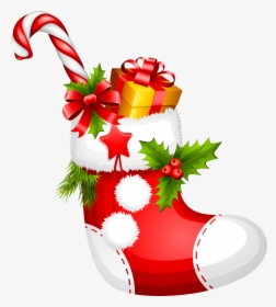 Christmas Stocking With Candy Cane Png Picture - Transparent Christmas Stocking Png, Png Download, Transparent PNG