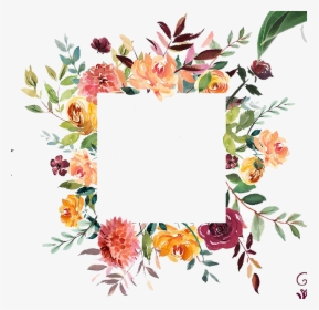 Watercolor Hand Drawn Abstract Flower Png - Square Floral Frame Png, Transparent Png, Transparent PNG