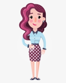 Flat Office Girl Cartoon Character - Cartoon Office Girl Png, Transparent Png, Transparent PNG