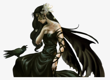 Gothic Fairies And Dragons , Png Download - Crow Artwork Wallpaper Iphone, Transparent Png, Transparent PNG