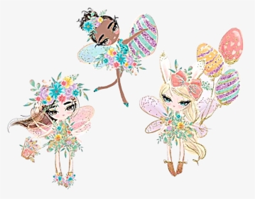 #watercolor #fairies #fairy #easter #eggs #basket #balloons - Illustration, HD Png Download, Transparent PNG