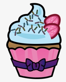 Cupcake Cupcakes Clipart Half Eaten Sketsa Gambar Ice - Cupcake, HD Png Download, Transparent PNG