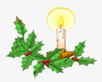 Christmas Candle And Holy Leaves - Illustration, HD Png Download, Transparent PNG