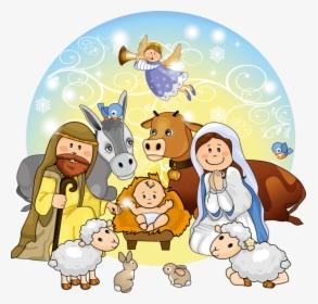 Cute Christmas Nativity Scene Clip - Christmas Nativity Cartoon, HD Png Download, Transparent PNG