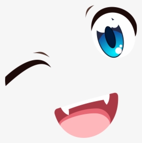 Blue Eyes Wink Smile - Anime Eyes And Mouth Png, Transparent Png, Transparent PNG