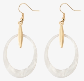 *white Acrylic Oval With Gold Accent Earrings - Earrings, HD Png Download, Transparent PNG