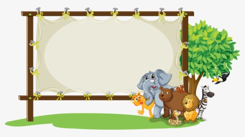 Jungle Theme Day Camp Shac - Animals With Board, HD Png Download, Transparent PNG
