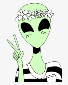 Alien Clipart Png -flower Tumblr Aesthetic Report Abuse - Alien With Flower Crown, Transparent Png, Transparent PNG