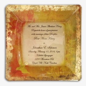 Personalized Glass Wedding Plate With Gold Leaf Accent - Handwriting, HD Png Download, Transparent PNG