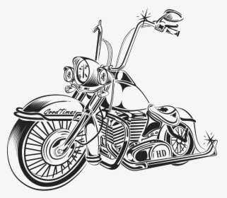 Land Vehicle,motor Vehicle,motorcycle,line Art,vehicle,mode - Old School Harley Drawings, HD Png Download, Transparent PNG