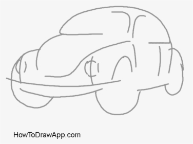 How To Draw A Volkswagen Beetle - Line Art, HD Png Download, Transparent PNG