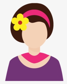 Female Avatar With Flower In Hair - Clip Art Of Flower In Hair, HD Png Download, Transparent PNG
