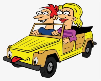 Girl And Boy Driving Car Cartoon - Drive Off Phrasal Verb, HD Png Download, Transparent PNG