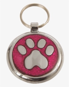 Deep Pink Paw Print Small 20mm Designer Dog Tag Shimmer - Keychain, HD Png Download, Transparent PNG