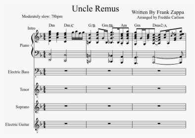 Transparent Frank Zappa Png - Frank Zappa Uncle Remus Piano Sheet Music, Png Download, Transparent PNG