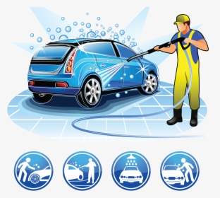 Beauty Car Illustration Wash Services Cartoon Care - Cartoon Car Washing Logo, HD Png Download, Transparent PNG
