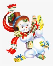 Snowman With Christmas Presents - Vintage Christmas Toys Clipart, HD Png Download, Transparent PNG