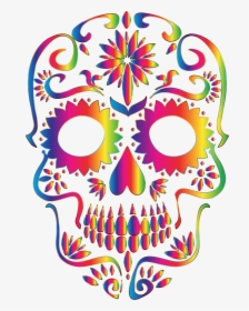 Rainbow Sugar Skull Silhouette No Background Clip Arts - Sugar Skulls Clip Art, HD Png Download, Transparent PNG