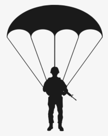 Silhouette,monochrome Photography,black - Paratrooper Silhouette, HD Png Download, Transparent PNG