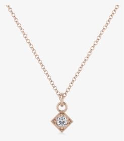 Tiny Square Diamond Necklace - Rolo Cable Gold Chain, HD Png Download, Transparent PNG