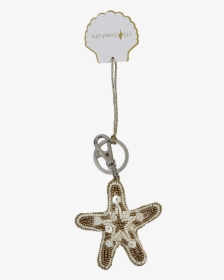 Beaded Starfish Clip & Key Ring Gold & Creme Beads - Keychain, HD Png Download, Transparent PNG