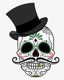 Clipart Skull Female - Sugar Skull With Hat, HD Png Download, Transparent PNG