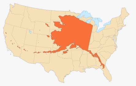 Alaska Area Compared To Conterminous Us Large Map - Alaska Continental Us, HD Png Download, Transparent PNG
