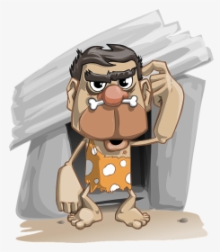 Caveman, Cave, Man, Primitive, Bone, Nose, Big Head - Bone In Nose Cartoon, HD Png Download, Transparent PNG